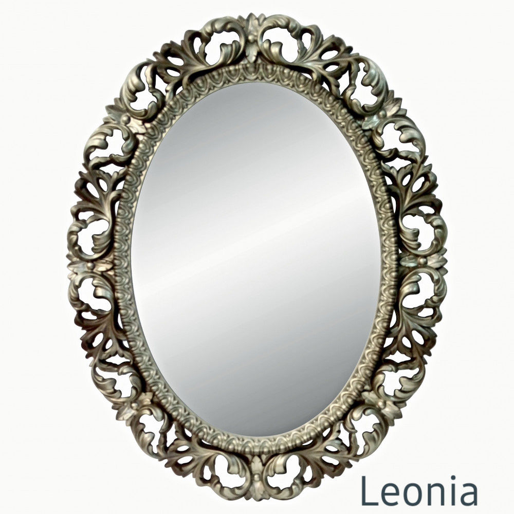 Овальное настенное зеркало в раме Leonia Бронза —   в .